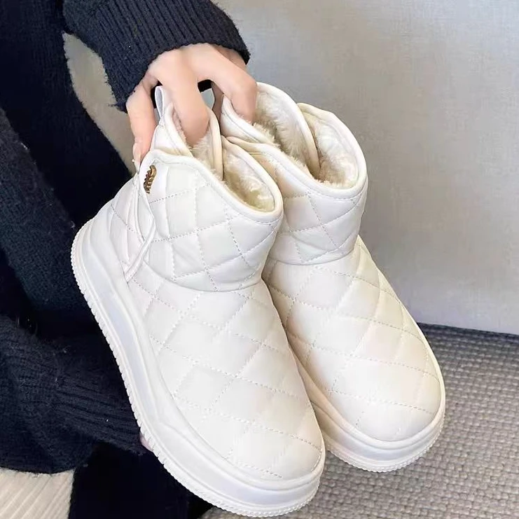 中跟纯色短筒保暖圆头时尚雪地靴时尚雪地靴棉鞋加厚1036