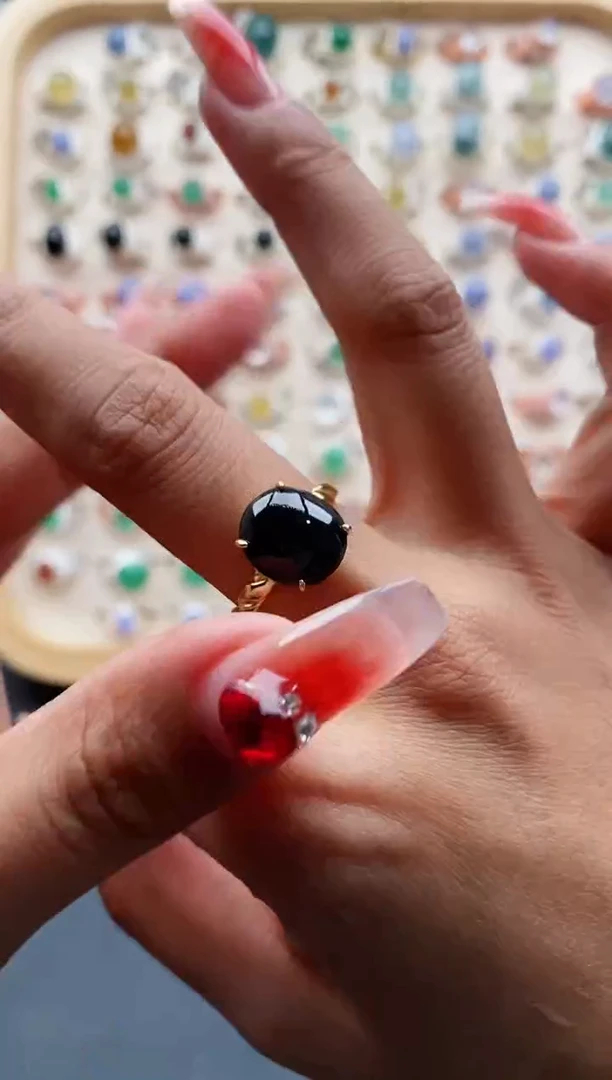 【闪购商品】翡翠戒指银S925镶嵌缅甸天然A货翡翠444  2-