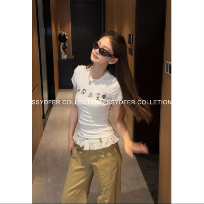 SSYDFER【凯蒂的心事】圆领卡通印花短袖修身时尚女士休闲