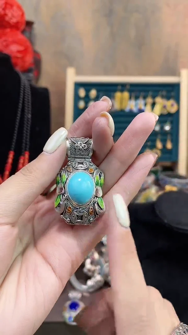 月***草非遗手工花丝镶嵌吊坠