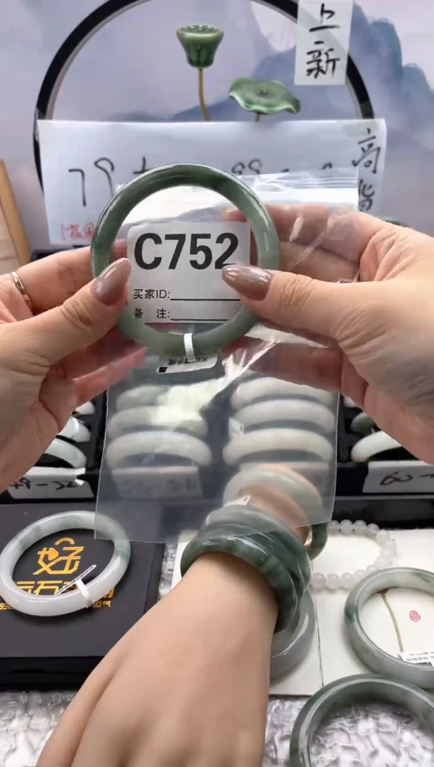 石英质玉（天山翠）手镯未镶嵌752