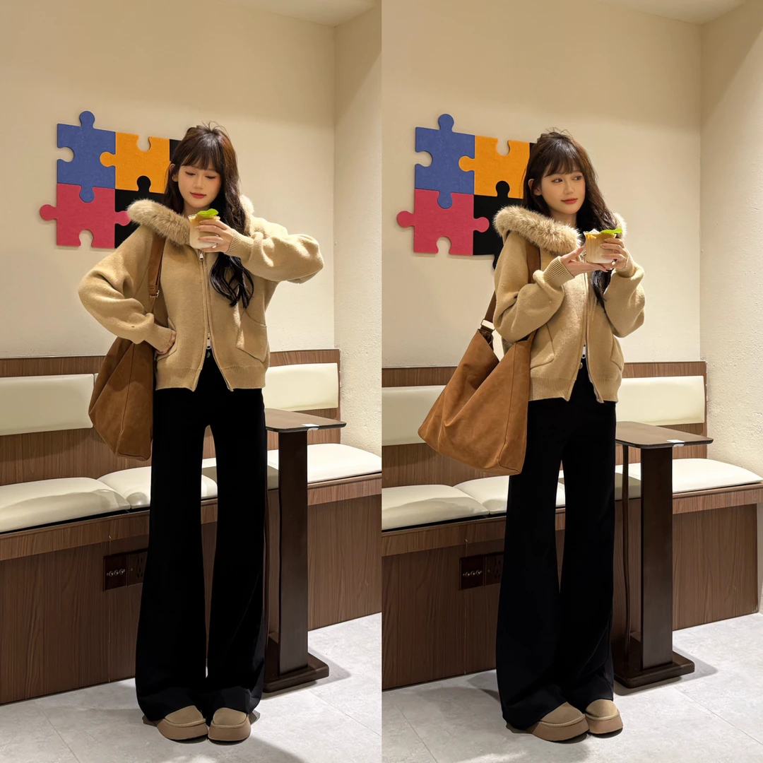 秋冬加绒新款直筒喇叭牛仔裤女爆款高腰显瘦窄版直筒休闲裤子