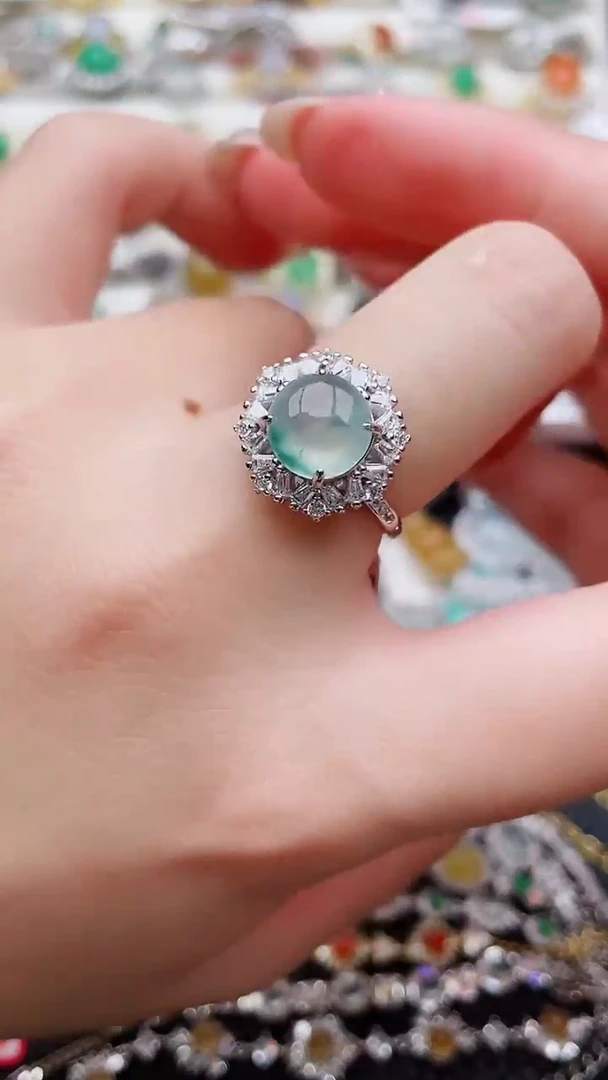 银S925镶嵌戒指翡翠93