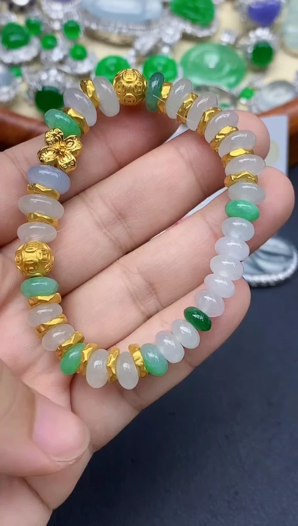 18K金镶嵌手链翡翠452-中国好珍宝