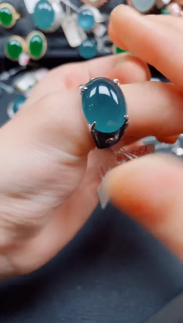 银S925镶嵌戒指翡翠翡翠