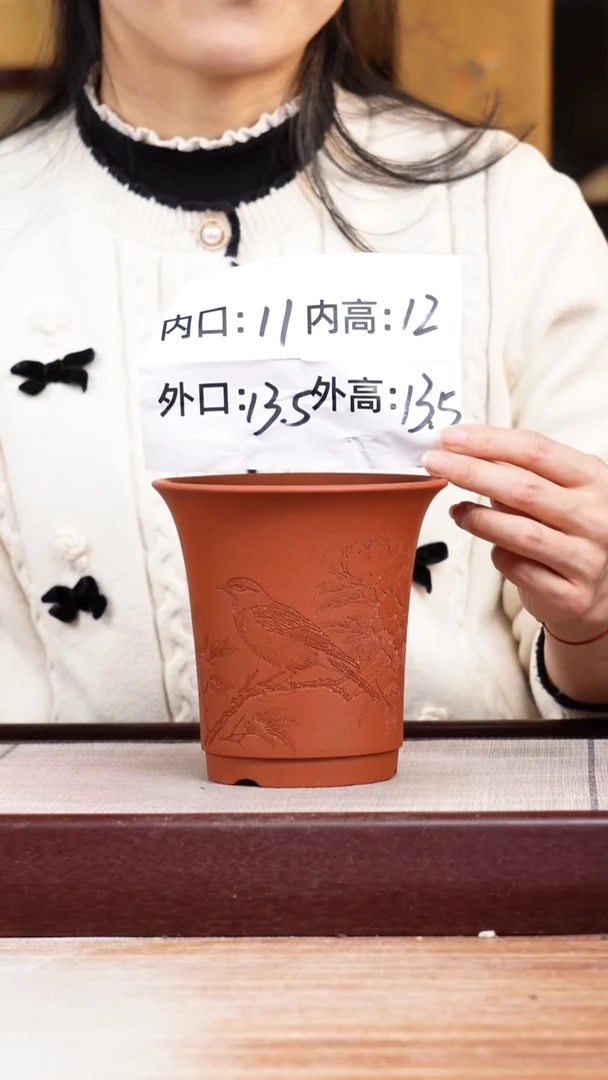 紫砂花盆新款清水泥花开富贵大号迷你圆盆一只无托