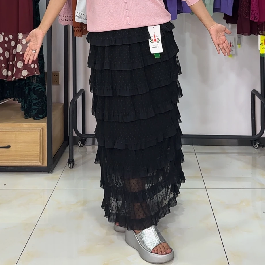 【半身裙】设计感小众时尚黑色半身裙甜美蛋糕裙名媛气质