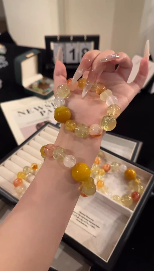 水晶手串合金黄色多宝x2035