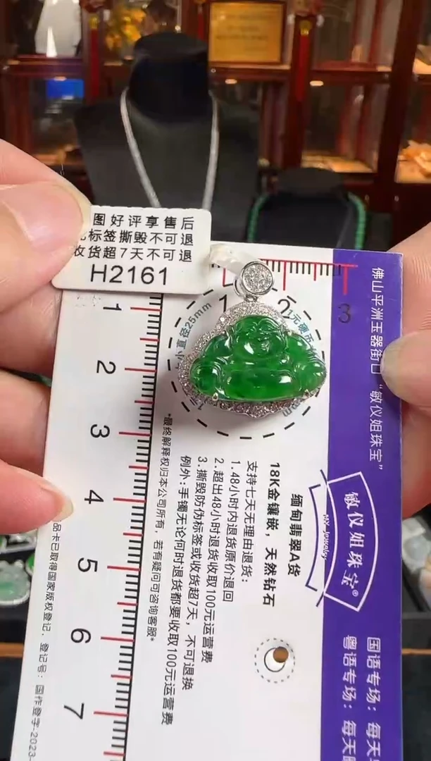 颈饰18K金镶嵌翡翠H2161佛公