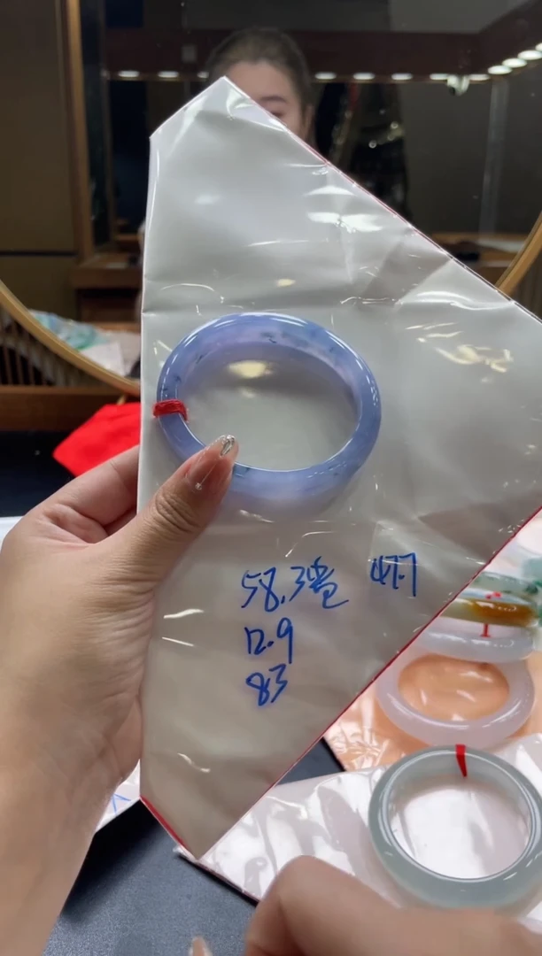 翡翠手镯未镶嵌天然缅甸A货翡翠手镯58.3贵妃