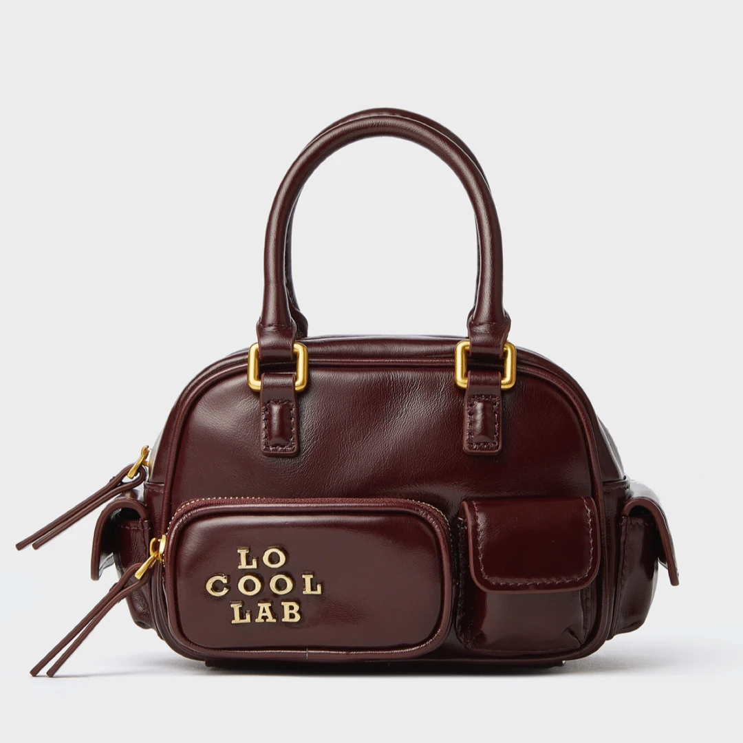 locoollab迷你保龄球包时尚牛皮小包