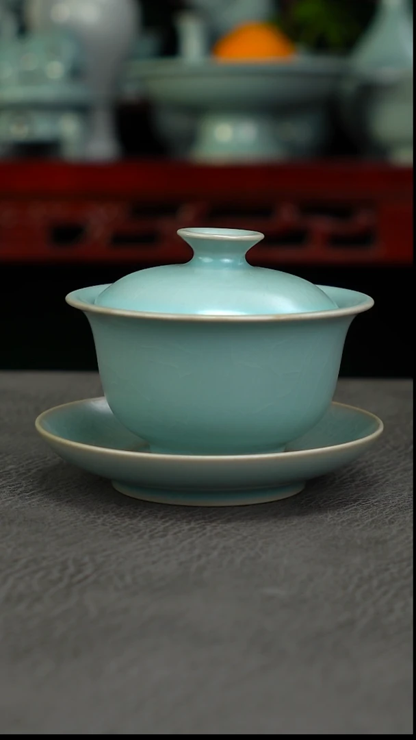 仿古釉15号元宝盖碗 微瑕-二