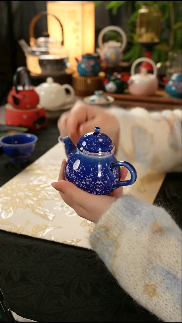 青云茶斋陶瓷茶具楚门冰晶蓝梨壶