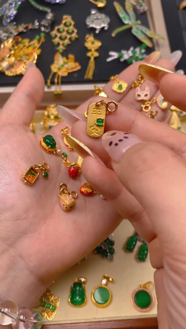 翡翠银S925镶嵌吊坠(不含链)平安牌