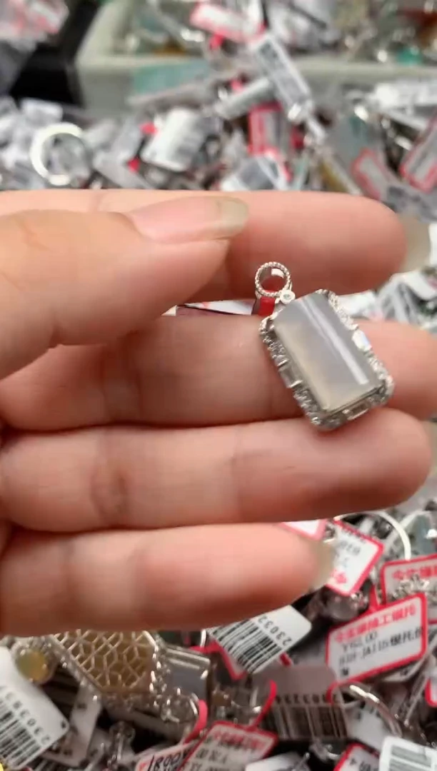 银S925镶嵌戒指翡翠天然A货缅甸翡翠