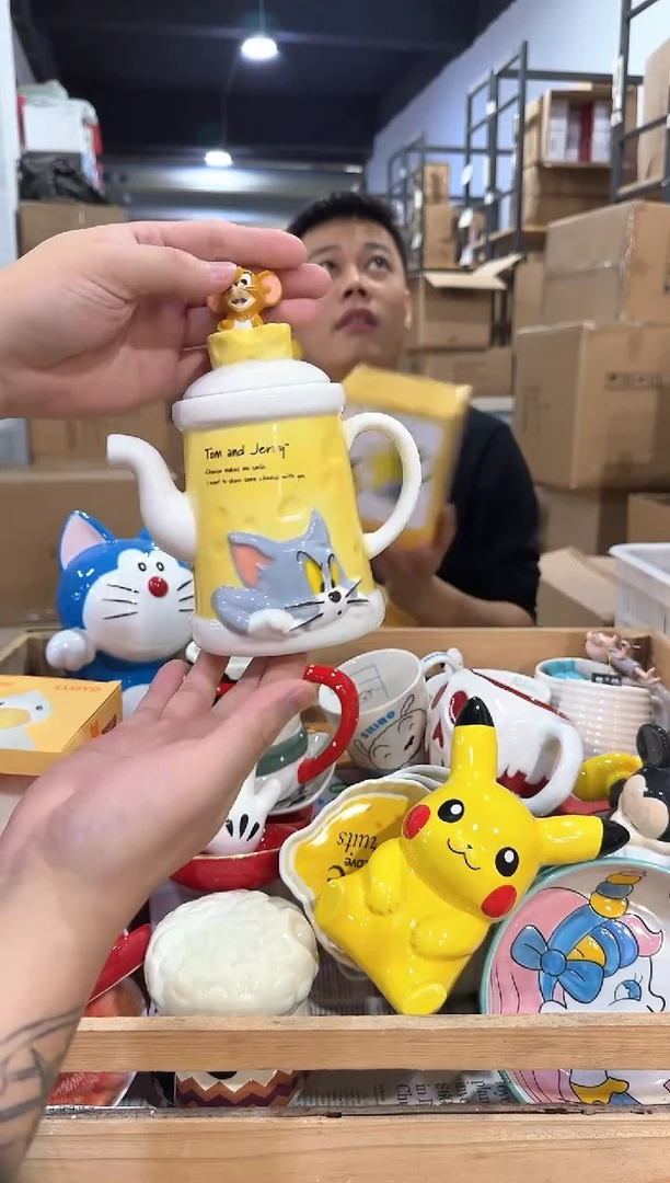 瓷片原盒猫和老鼠奶酪茶壶