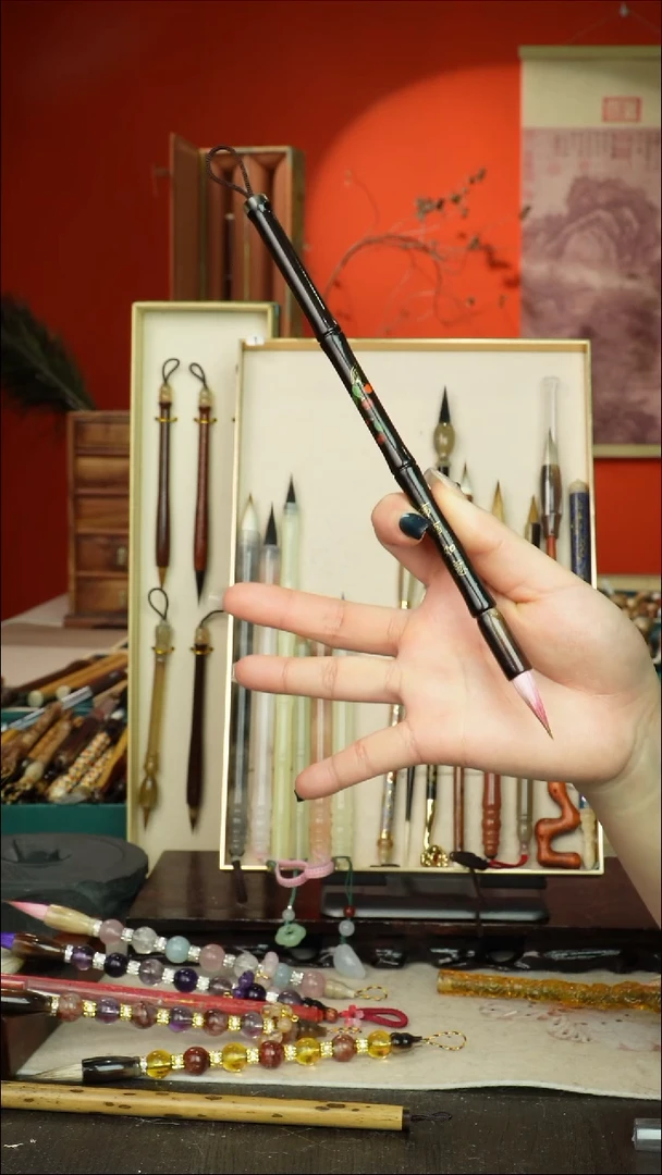 593号闪孤品高货毛笔链接 清水试笔 蘸墨不退