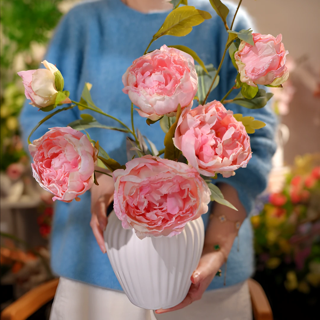 粉色牡丹花 干枯牡丹 仿干花 餐桌花 简约风 茶几花 仿真花