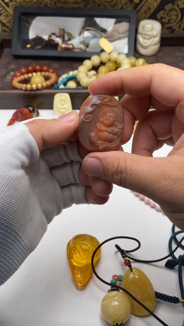 未镶嵌南红玛瑙挂件南红弥勒挂件