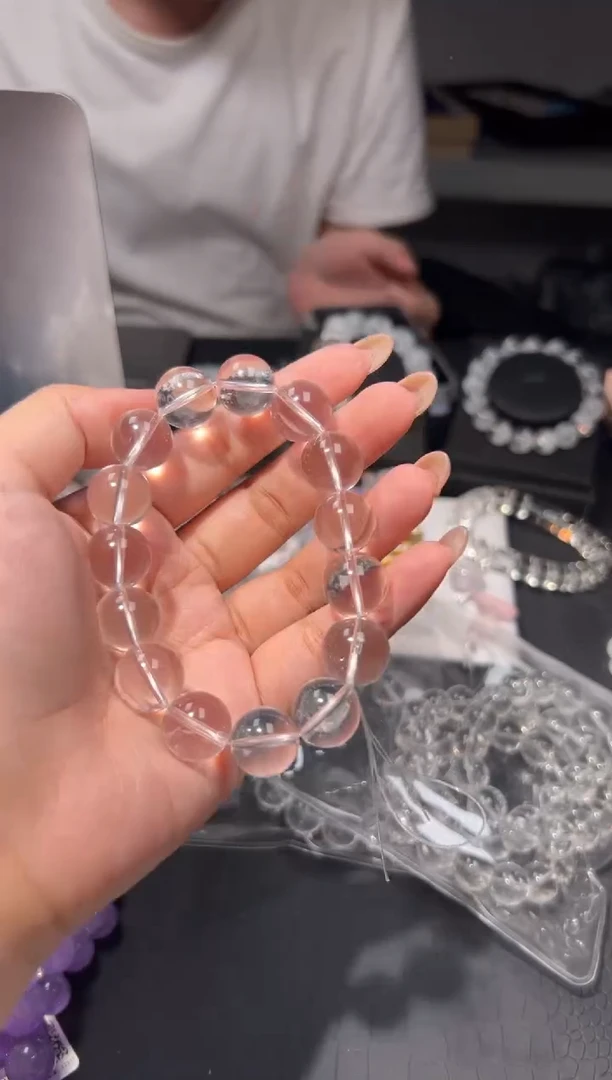 未镶嵌手链水晶奶六芒星光白晶14mm手串