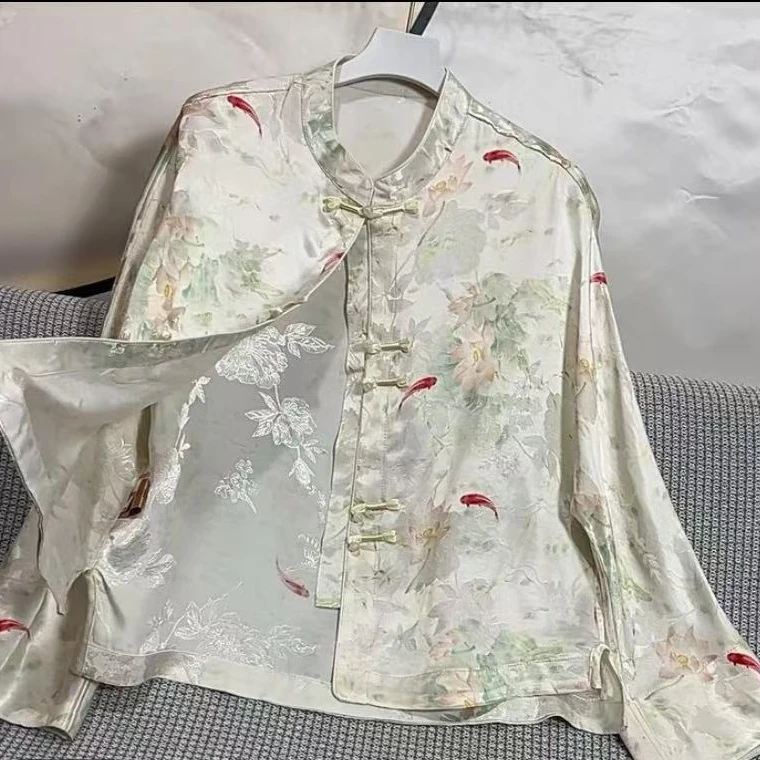 【荷塘锦鲤】新中式国风显瘦百搭减龄双面双穿老料女士外套0013