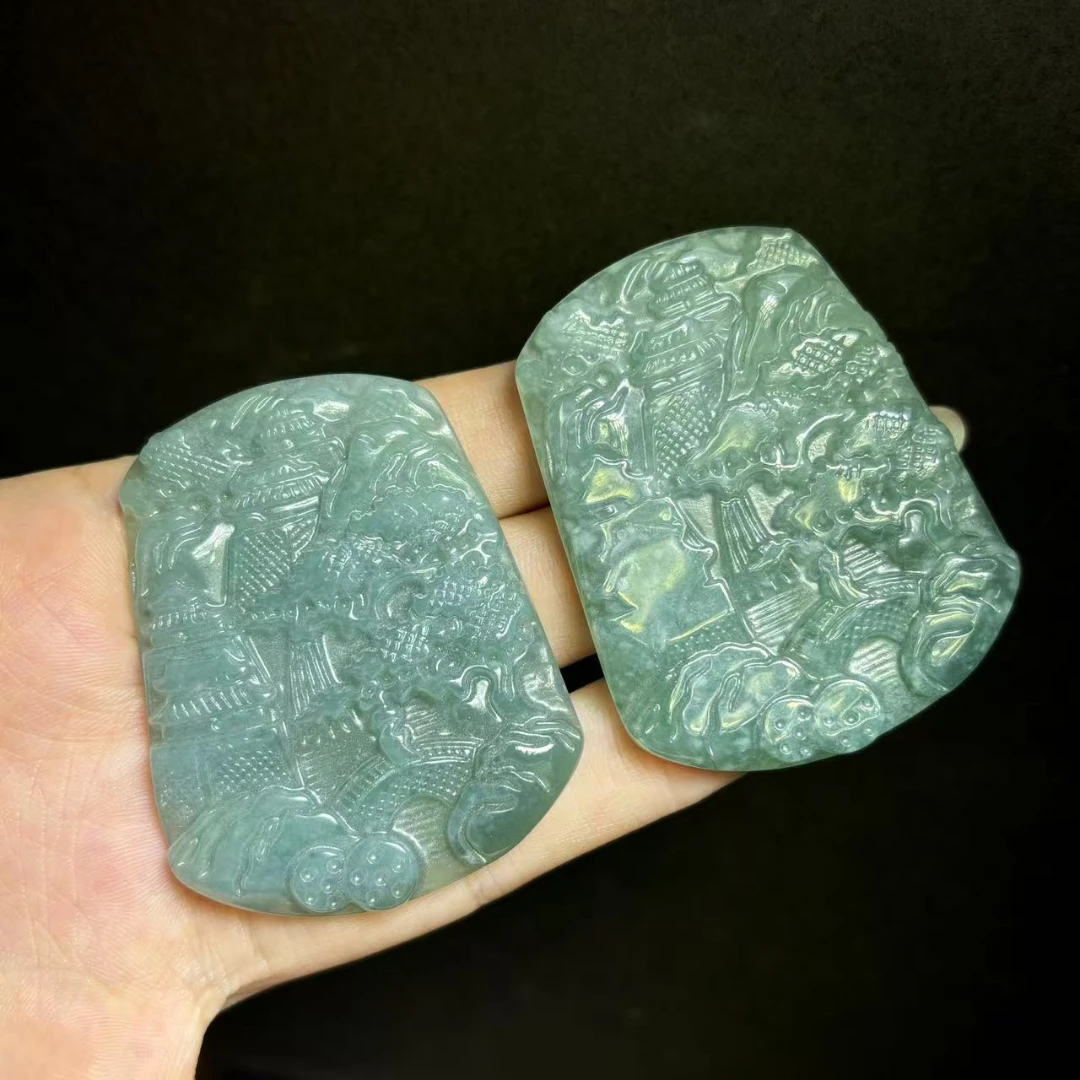 A5188【任会长珠宝】A货-翡翠山水吊坠-配绳-多样性只发一件