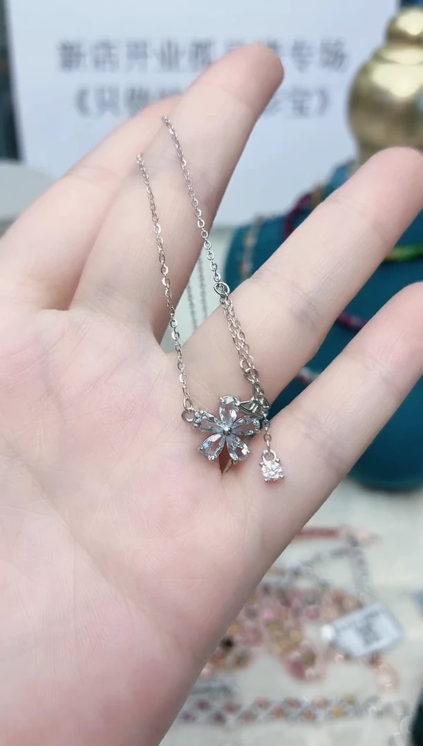 银S925镶嵌项链海蓝宝石255ZB1202产品一个（多样性）