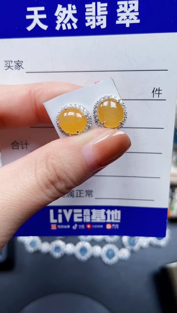 银S925镶嵌翡翠耳饰668