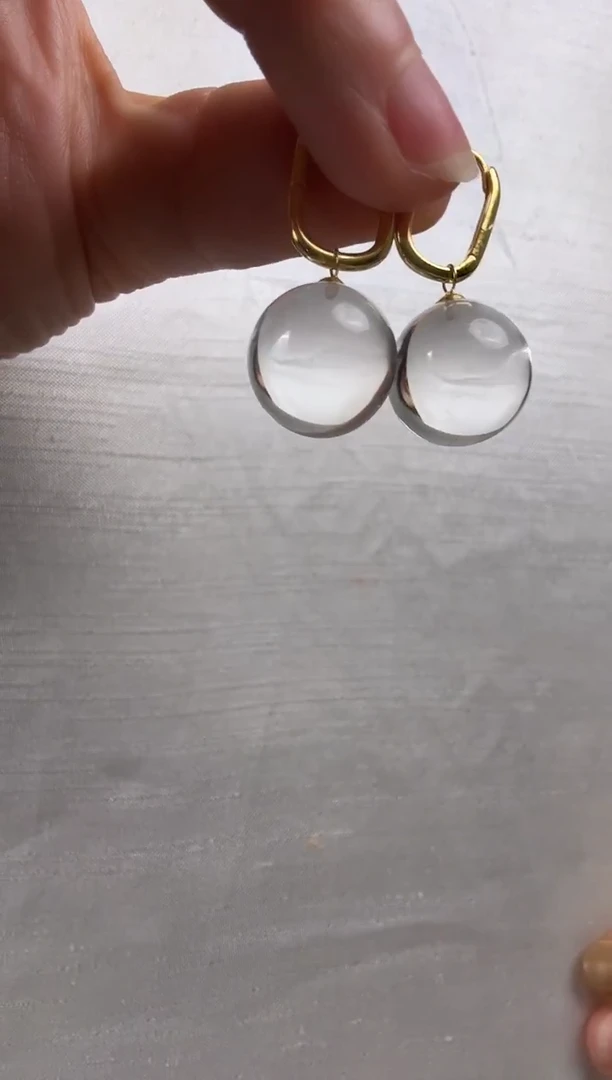 18K金镶嵌耳环水晶天然