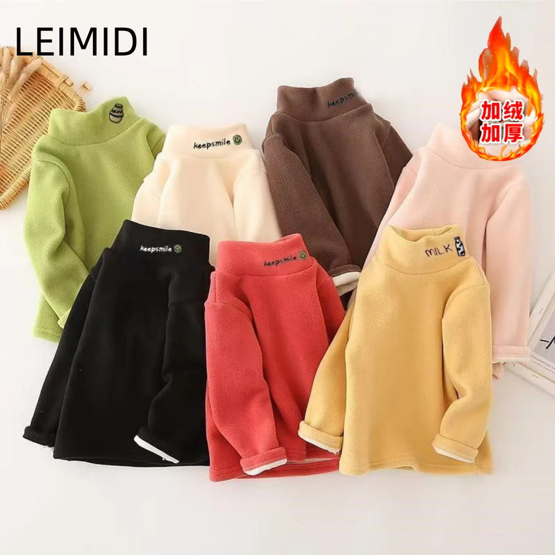 半高领保暖长袖 儿童打底衫冬季加绒加厚卫衣加厚男女童宝宝上衣
