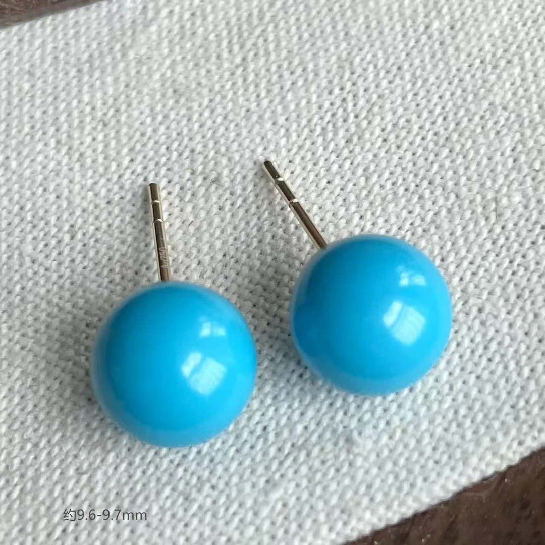 |睡美人美松18K金镶嵌绿松石(9.7mm)耳饰多样发其一#7251