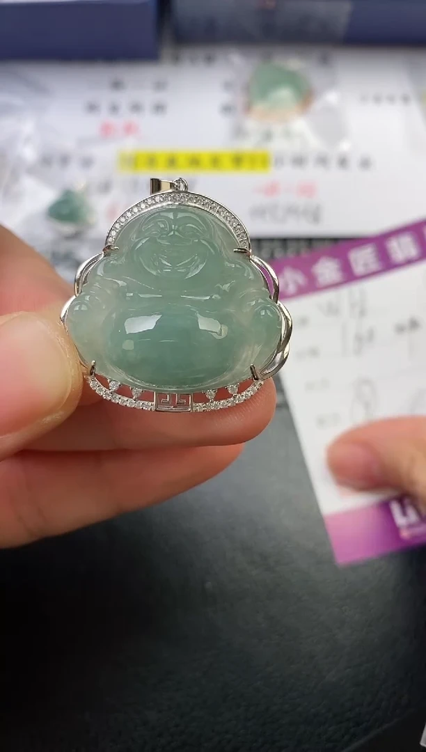 颈饰银S925镶嵌翡翠W*挂件