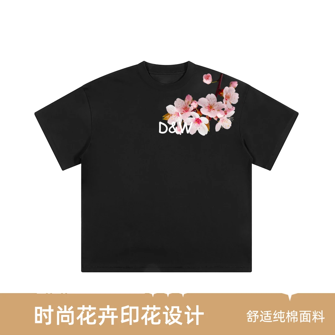 复古夏季女款无袖短袖纯色情侣T纯棉气宽松户外印花圆领