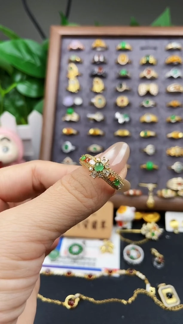 银S925镶嵌戒指翡翠12