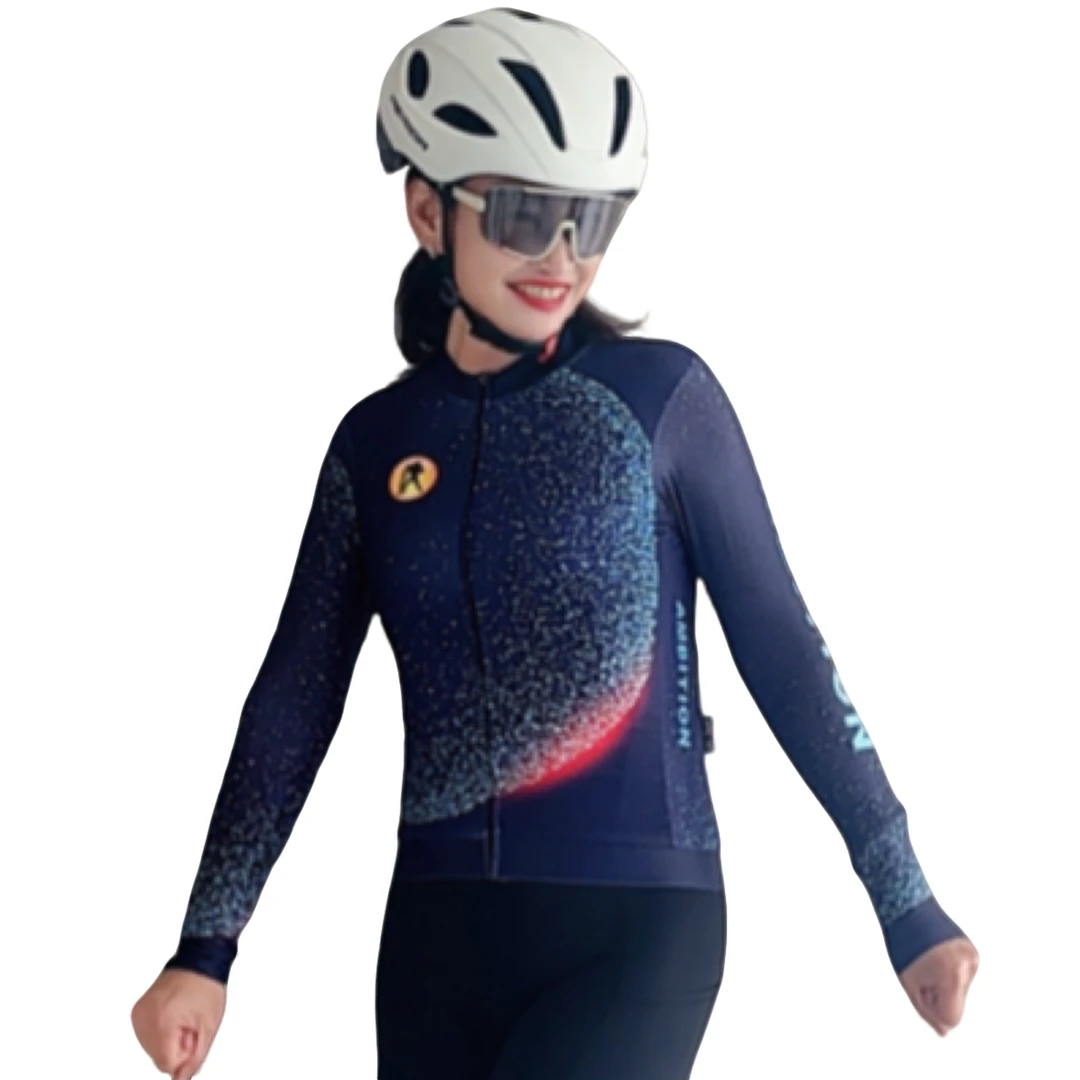 长袖速干骑行服女款星座图案透气舒适运动上衣骑行风衣服饰冬季
