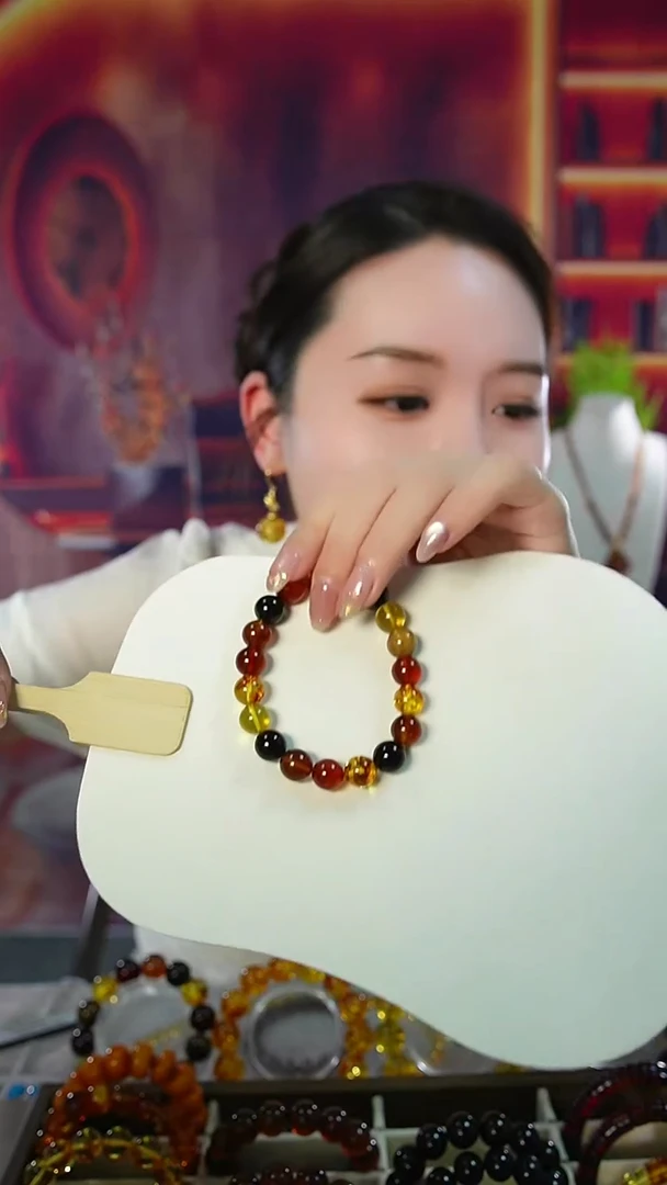 手链琥珀银S925镶嵌多宝手串10mm+