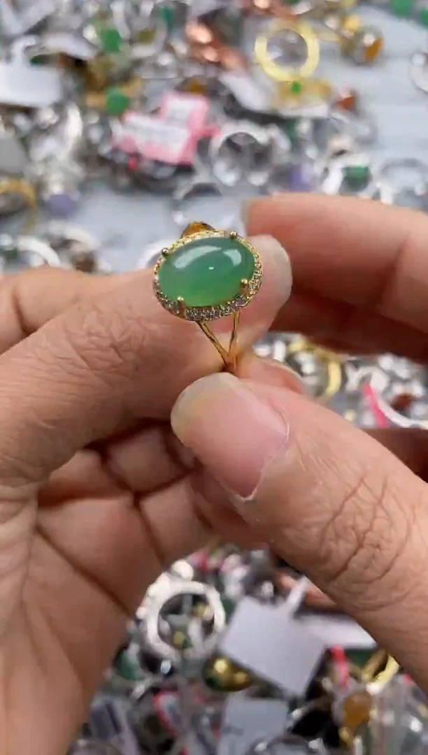 银S925镶嵌戒指翡翠333---5