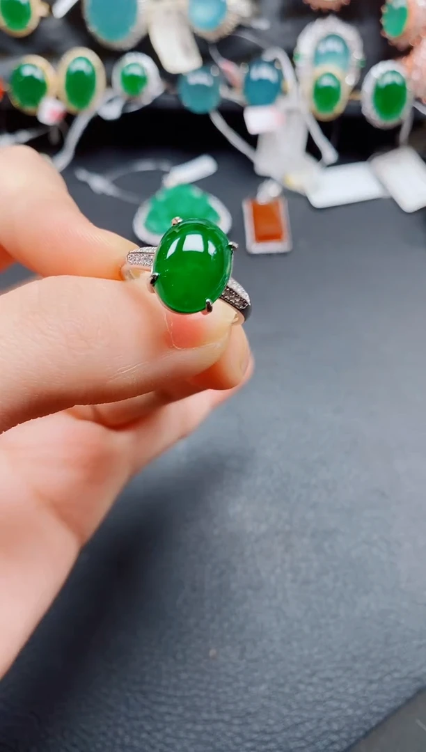 银S925镶嵌戒指翡翠翡翠