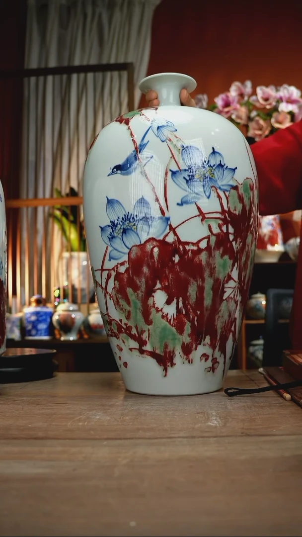 当代景德镇设计师釉下手绘陶瓷花瓶