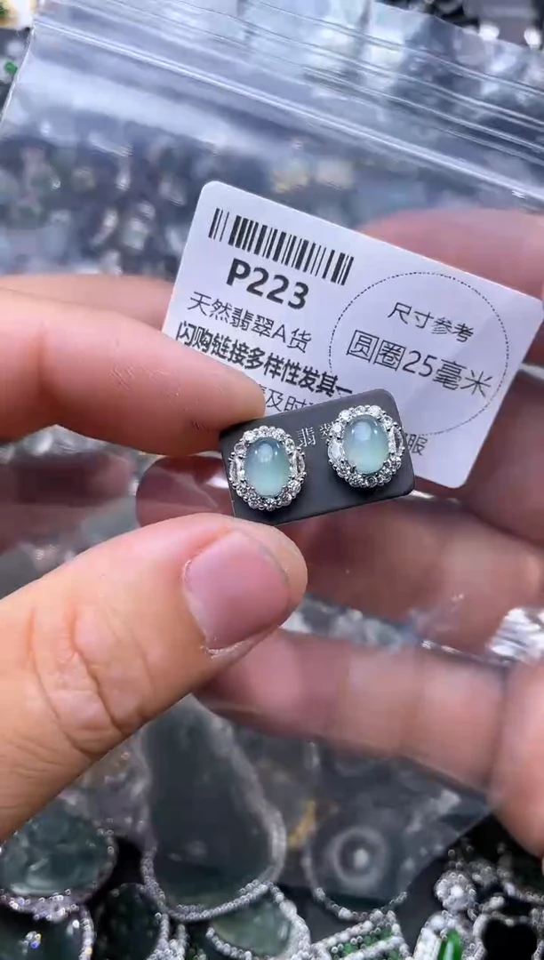 【闪购商品】翡翠颈饰未镶嵌P223耳钉
