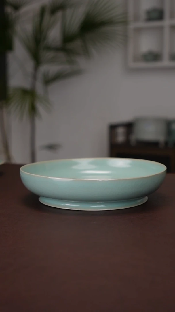 天青釉卷足圆洗   二级品19.1