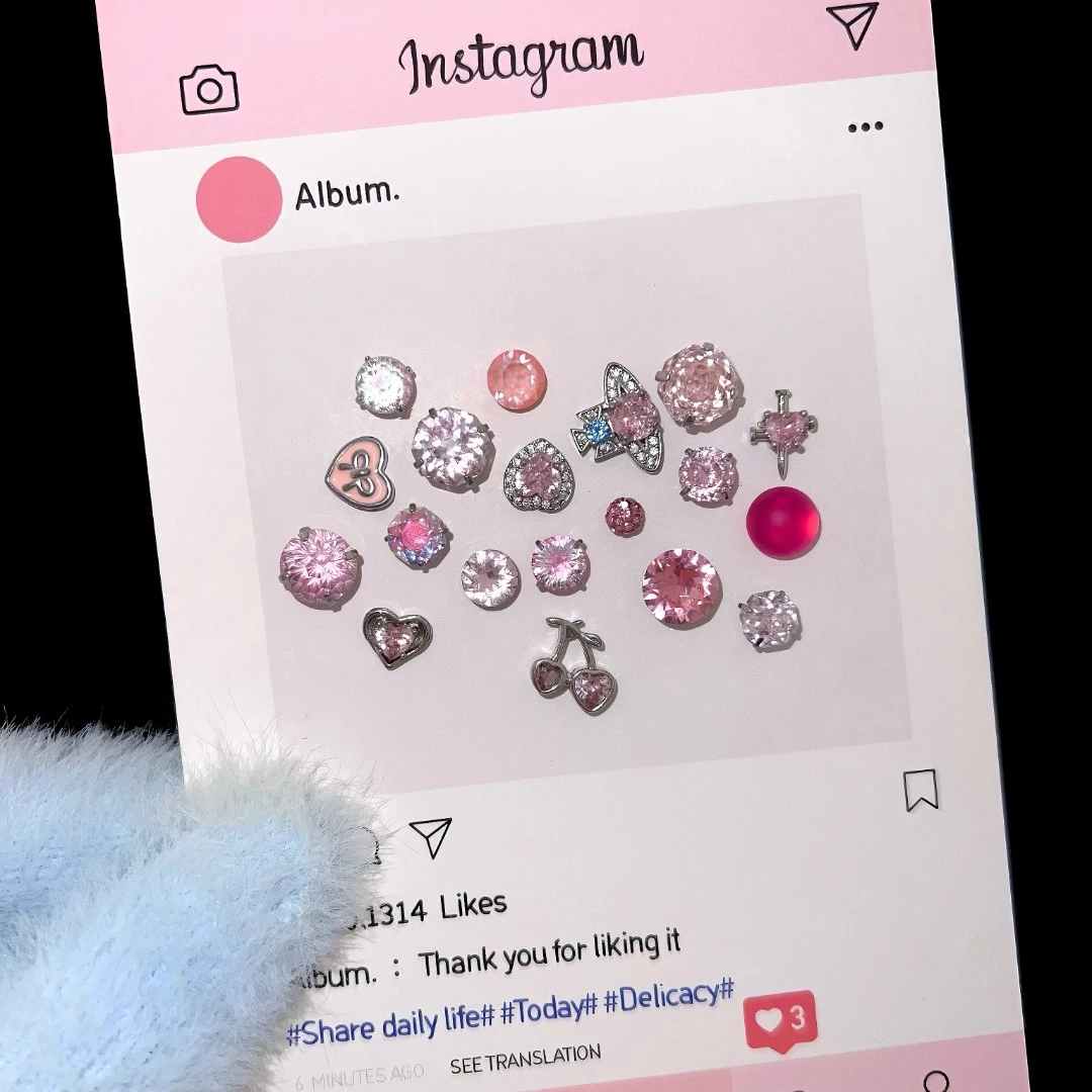 钛钢耳饰 粉色心事｜粉色系少女感养耳医用钛钢耳骨钉耳钉