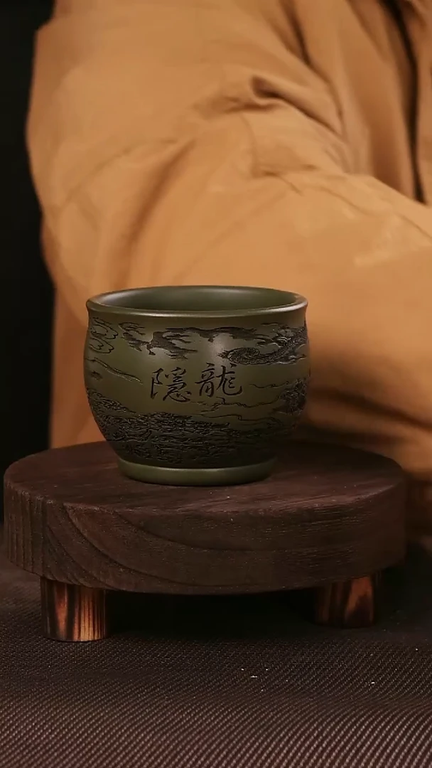 茶杯紫砂紫砂刻绘主人杯隐龙