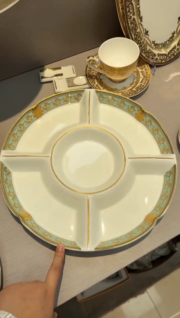 瓷片12英寸五格点心盘 微瑕 1个