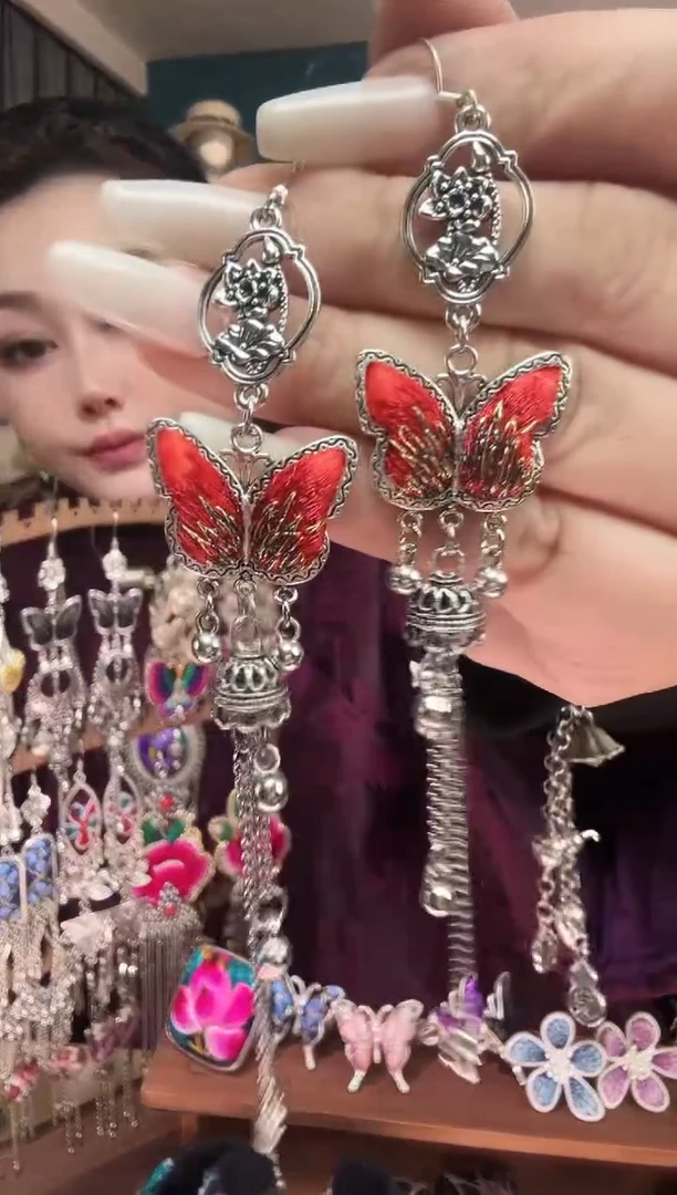 刺绣纯手工民族风刺绣耳环