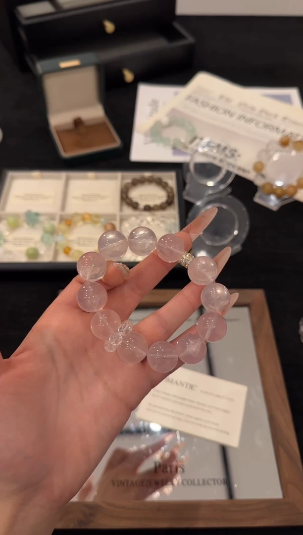 合金手链水晶粉水晶x2631