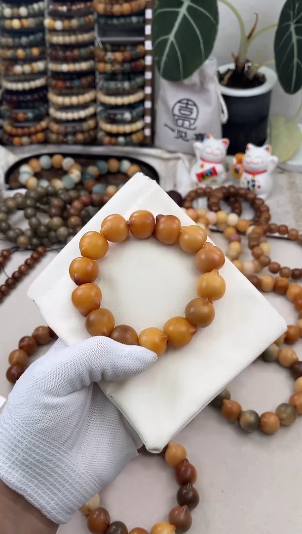 菩提根/象牙果手串a397卡19 瑕疵干磨