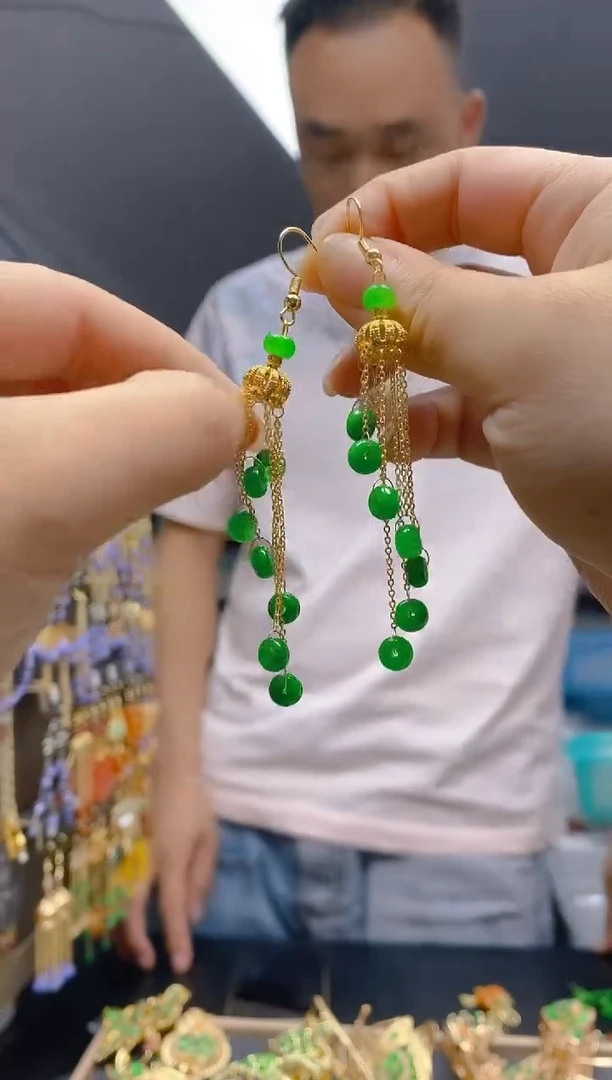 翡翠合金耳饰0222翡翠耳钩