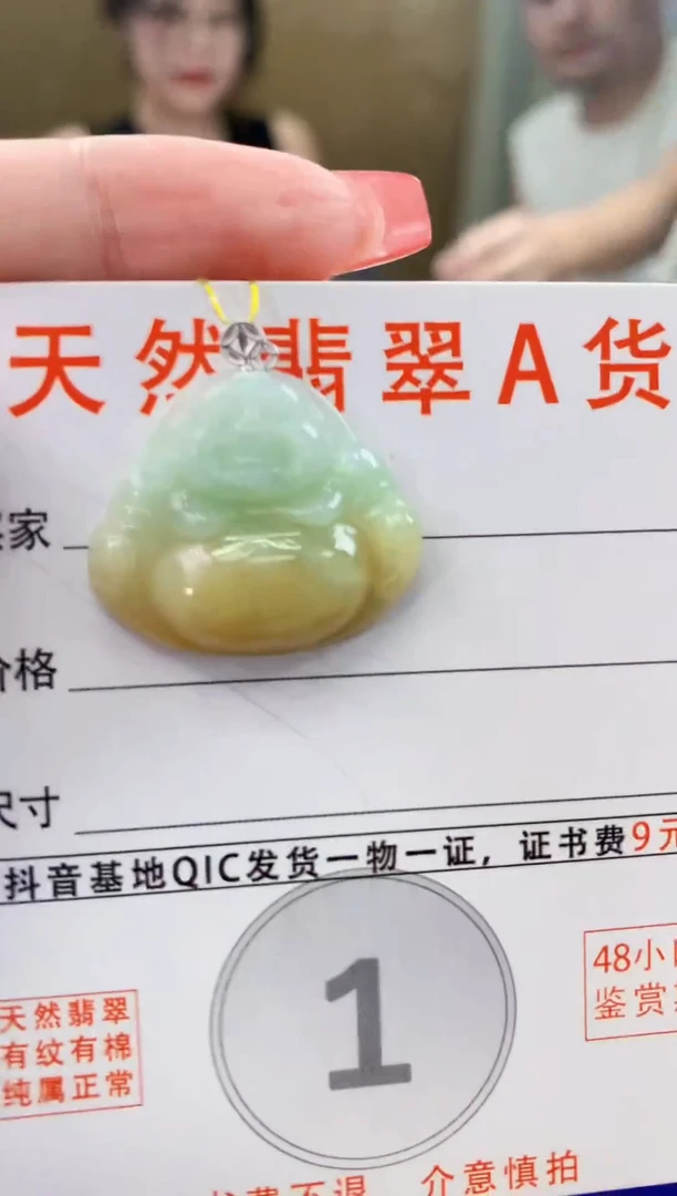 颈饰18K金镶嵌翡翠天然A货翡翠挂件