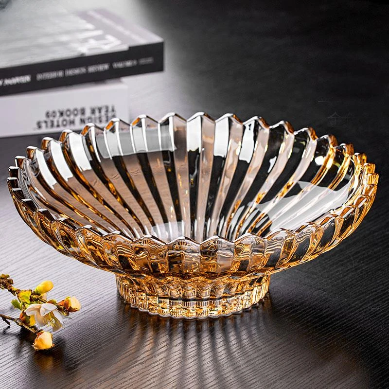 轻奢水果盘欧式水晶玻璃果盘客厅家用创意零食盘糖果盘大号新款